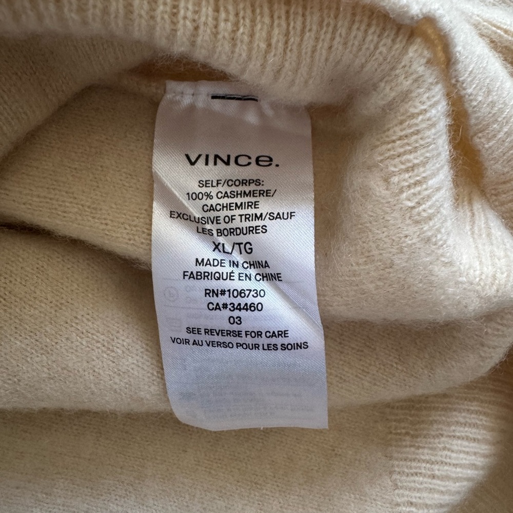 Vince Cream and Brown Striped Cashmere Sweater - Picture 5 of 5